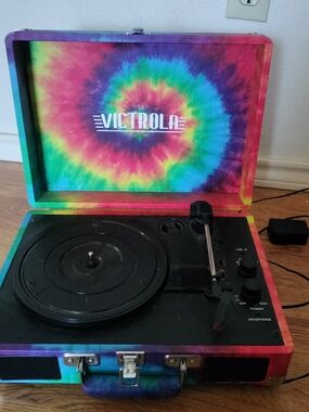 Victrola Tie-Dye Portable Suitcase Record Player - Rainbow
